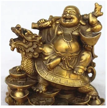 12 CM Kitajski Baker Bogastvo, Denar Vesel Smeh Maitreja Buda Na Zmaja Želva Kip