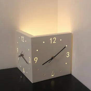 Induktivni svetlobna kotu ura Kvadratnih dnevna soba minimalističen dvostranski ura Železa digitalni votle stenske ure iz