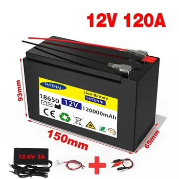 Nadgradili 12V 120Ah 18650 baterija litij-Vgrajen BMS pack Akumulatorska baterija za sončne energije za električna vozila baterije