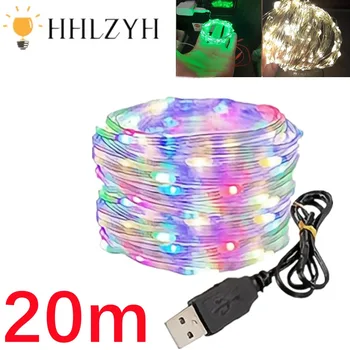1m/10m/20m LED USB Niz Luči Bakra, Srebrna Žica Garland Lahka Nepremočljiva Pravljice Lučke Za Božič svate, Dekoracijo