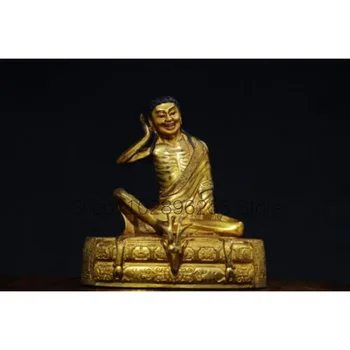 21 cm Kitajski Medenina pozlačeni Kip Bude, Stare Bronasti Kip Bude, Kiparstvo