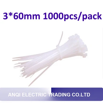 3*60mm 1000pcs/paket beli samozapiralni najlon vezicami visoke kakovosti