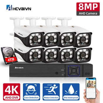 4K AHD DVR 8.0 MP Zaznavanje Obraza HD Prostem Home Security Sistem Kamere H. 265 8CH CCTV Video Nadzor DVR Kit Bullet Cam Set