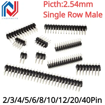 50/20/10Pcs 2.54 mm Eno Vrstico Moški 1/2*40P PCB Board Pin Header Priključek, Trak Pinheader 2/3/4/5/6/8/10/12/20/40Pin Za Arduino