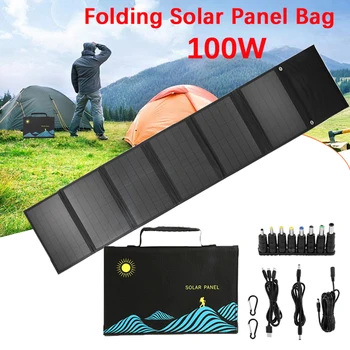 60 W/100W Sončne celice, Zložljiva Torba USB+DC Izhod Solarni Polnilnik Prenosni Zložljive Vmesnik Mobilnega Telefona Polnjenje Solarni Panel Vrečko