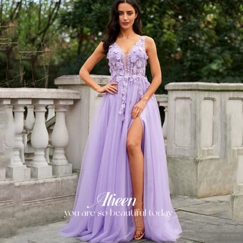 Aileen Družico Obleko Elegantne Večerne Obleke za Ženske 2023 Očesa Dolgo Poročno zabavo Obleko Es Linijo 3D Cvetje V Ovratnik Maturantski ples