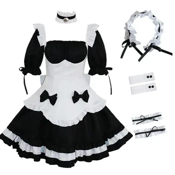 Anime Black Devica Kostumi Francoskih Bowknot Devica Krilo Dekleta Ženska Obdelava Cosplay Kostum Natakarica Stranka Kostumi