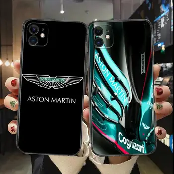 Aston Martin F1 Silikonski Primeru Telefon Za Apple IPhone 13 12 15 14 Pro Max Mini XR X XS Max 11 6 7 8 Plus SE 2020 Black TPU Pokrov