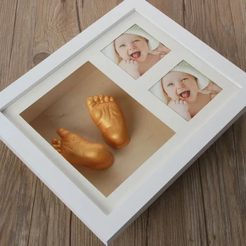 Baby Strani Stopala Plesni Tiskanje Foto Okvir DIY 3D Mavca Litje Komplet Stereo Klon Handprint Odtis Memorial Rastejo Snemanje Spominkov