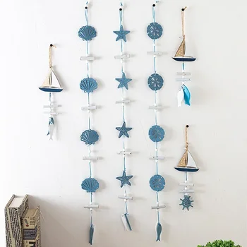 Blue Ocean Lesa Viseči Okras Mediteranskem Slogu Soba Ornament, Mini Jadrnico, Ribe Zvezda Opremo Doma Obrti Obesek