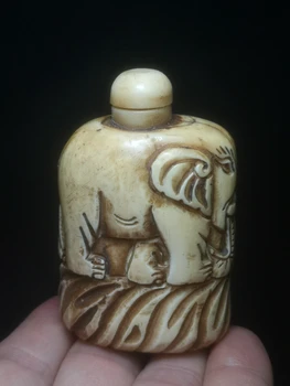 CULTUER ART Collection Okraski Azije, Kitajska Staro Ročno Izrezljane lep Slon Snuff Steklenice Družino Dekoracijo darilo