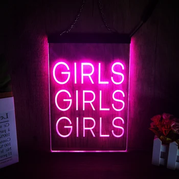 Dekleta, Dekleta, Dekleta LED Neon Znak-3D Carving Wall Art za Dom,Soba,Spalnica,Pisarna,Kmetija Dekor