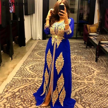 Eightree Modra Maroški Caftan Večerne Obleke Čipke Appliques Dolgo, Formalno Stranko Halje Arabski Muslimani Posebne Priložnosti Obleke