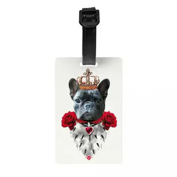 Francoski Buldog Tiran Kralj Prtljage Oznake po Meri Smešno Živali, Kuža Prtljage Oznake Zasebnosti Kritje ID Nalepka