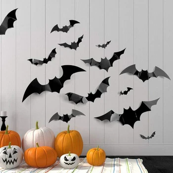 Halloween Dekoracijo Bat Nalepke 3d Črno PVC Bat Nalepke Stranka Dekoracijo Rekviziti Nalepke