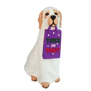 Halloween Ghost Dog Figur Kuža Dobrodošli Vrečko Skledo, Božični Okraski Halloween Pes Kip Zunanji okrasni dodatki