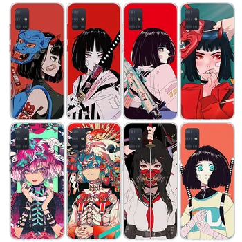 Japonski Slog Anime Dekle Primeru Telefon Za Samsung Galaxy A51 A50S A41 A40 A31 A30S A21S A20S A10S A20E A71 A70 A6 A7 A8 A9 Tiskanja