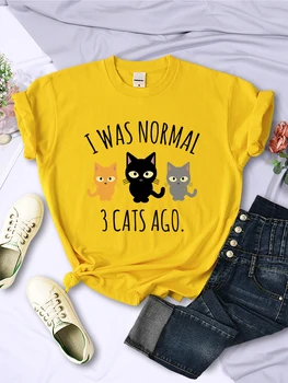 Jaz sem običajno tri mačka Nazaj natisnjeni T-shirt za ženske priložnostne multi-barvni T-shirt oblačila hip-hop modo kratka sleeved poletje