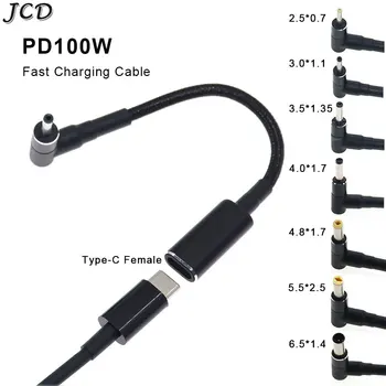 JCD 100W Tip-C Ženski 2.5*0.7 5.5*2.5 MM DC Moški Plug Adapter Pretvornik USB C PD Hitro Kabel za Polnjenje Napajalni Kabel Za Prenosni RAČUNALNIK