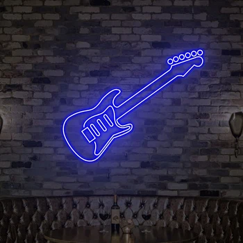 Kitara Neon Znak Rock Slogu Art Neon Led Luč Nočne Svetilke po Meri za otroška Soba Dekor Neonske Luči, Design, Rojstni dan Darilo