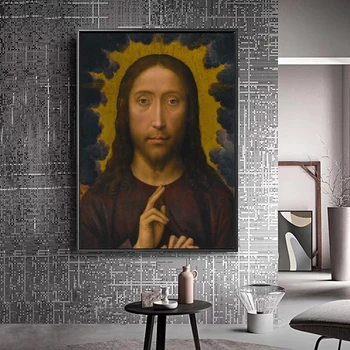 Klasične Slavni slika Hans Memling Kristusa Blagoslov Na Platno Umetnosti Plakatov in Fotografij Wall Art Slik, Dnevna Soba Dekor