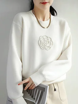 Korejski Stil Modni Pulover Obleko O-Vratu Ulične Dolg Rokav Jeseni, Pozimi Priložnostne Svoboden Ženska Oblačila Vrhovi X8152