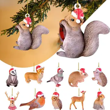 Lahki Edinstveno Božično Živali Mala Zastori Ornament Akril Božič Živali Obesek Fine Izdelave za Dom