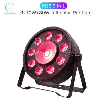 LED Par Luči 9x10W+30W RGB 3 v 1 ravninska Etapa, svetlim Ozadjem Dye Luči DMX Nadzor Poklicne DJ Disco Oprema
