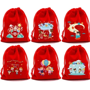 Lep Dan otrok otrok prigrizki embalaža vrečko lepe risanke stranka darilo sladkarije darilo za shranjevanje majhnih krpo vrečko