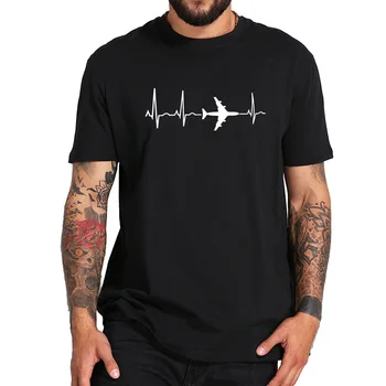 Letalo T shirt Letalstva Tank Cardiogram Navdušence Vrhovi Tshirt Bombaž Prijetno preživljanje Prostega časa Tee Darilo Prostor Priložnostne T-shirt