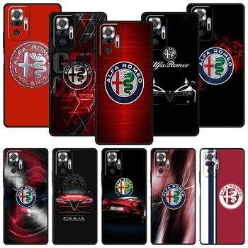 Luksuzni Alfa Romeo Črn Telefon Primeru za Xiaomi Redmi Opomba 10S 11S 11T 11E Pro Plus 12 11 10 9 9 8 8T 7 5 Silikonski Pokrov