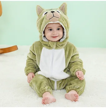 Malčka Baby One-piece Živali Foal Pižamo Zadrgo Hooded Flanela Jumpsuit igralne obleke Otroci Risanka Halloween Cosplay Onesies Kostum