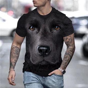 Moška T-shirt Z Pes Grafični 3D Full Tiskanja Ljubljenčka Psa Moške Obleke Poletje Kratek Rokav Priložnostne Prevelik Tee Shirt Moda Vrhovi