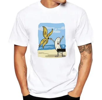 Moške Banana Disrobe Smešno Design Print majica s kratkimi rokavi Poletje Humor Šala Hipster T-Shirt Bela Priložnostne Majice Obleke Ulične