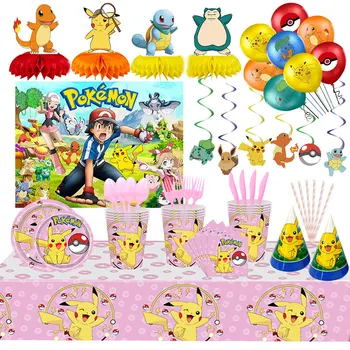 Pokemon Rojstni Dan Dekoracijo Roza Pikachu Namizna Fant Dekleta Stranka Papir, Tablice Srečen Rojstni Dan Baloni Otroci Baby Tuš Dobave