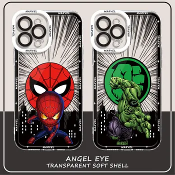 Pokrov Marvel Superheroj KUL Telefon Primeru za iPhone Mini 12 X XS 8 13 Pro Max 11 15 Plus SE 14 XR Pro 7 6s Lupini Pregleden Mehko