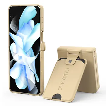 Pomladni Tečaj Prenosni Kartico Vrečko Za Samsung Galaxy Ž Flip 5 Nevidni Oklepaj Moda Anti-spusti Primeru Telefon S Kaljenim Film
