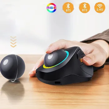 SeenDa Bluetooth RGB Miške, sledilne kroglice 2,4 GHz Brezžična Prst Nadzor Polnilna Ergonomska Osvetljen Rollerball Miši za Mac, iPad