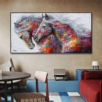 Sodobni Umetnosti Dve Teče Konj je Žival, Plakatov in Fotografij Povzetek Wall Art Platno Slikarstvo za Dnevni Sobi Doma Dekor Slike