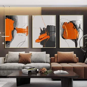Sodobno Minimalistično Oranžna Povzetek Platno Slikarstvo Nordijska Poster Tiskanje Wall Art Slik, Dnevna Soba Domači Spalnici Velika Velikost Dekor