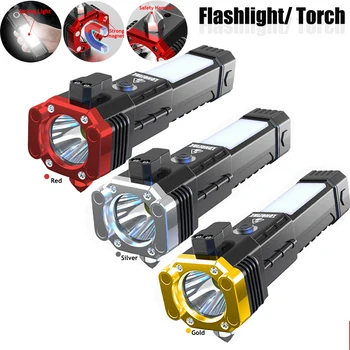 Super Svetla Akumulatorska LED Svetilka z Varnostnimi Kladivo Magnet Delo lahki Prenosni Baklo Luči Avanturo na Prostem Razsvetljavo