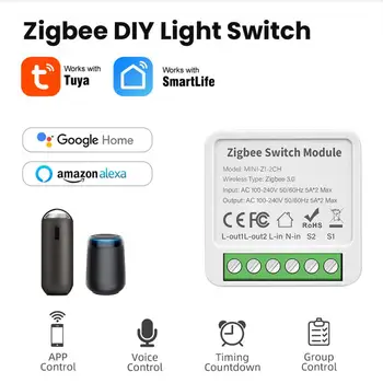 Tuya ZigBee/WIFI Mini Smart Stikalo 1/2/3/4 Banda Glas APP Remote Control Zigbee3.0 Stikalo Modul Z Amazon Alexa In Google