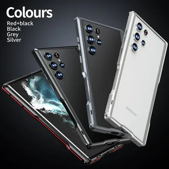 Ujemanje Dvojno Barve Kovinski Okvir Ohišje Za Samsung S22 S23 Ultra S21 Ultra Plus Anti padec Aluminij Zlitine Odbijača Telefon Kritje Funda