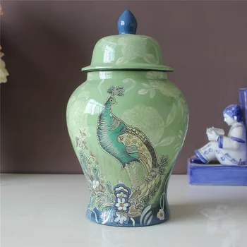 Vaza Kitajski keramični ingver jar Starinsko Porcelana kitajski tempelj jar Zelena trgovina keramični kozarec, kozarci, porcelan