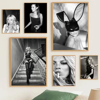 Vintage 90. letih Supermodel Kate Moss Kajenje Feministične Moda Plakat Platno Stensko Slikarstvo Umetnost Slike Doma Spalnica Dekor