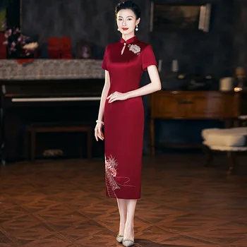 Yourqipao Mati Neveste Cheongsams Obleko za Poroke Kitajska Tradicionalna Oblačila Ženske Poroko Gost Halje Večerno Obleko