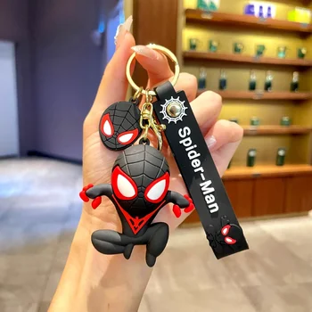 Črni Pajek Človek Silikonski Obroček za ključe iz Risank Anime Keychain Avto Obesek za Telefon Vrečko Visi Nakit Darila za Otroke