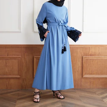 Ženske Vezene Abaya Elbise Dubaj Muslimansko Obleko Maroški Tam Kaftan Turški Arabski Kuftan Caftan Molitev Haljo Islamska Oblačila